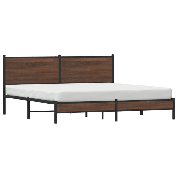 vidaXL Cadre de lit en m&eacute;tal sans matelas ch&ecirc;ne marron 160x200 cm