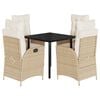 vidaXL Ensemble &agrave; manger de jardin avec coussins 5pcs Beige poly rotin