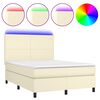 vidaXL Sommier &agrave; lattes de lit avec matelas et LED Cr&egrave;me 140x200 cm