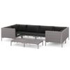 vidaXL Salon de jardin 7 pcs avec coussins R&eacute;sine tress&eacute;e Gris fonc&eacute;