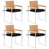 vidaXL Chaises de jardin lot de 4 avec coussins Bois de teck massif