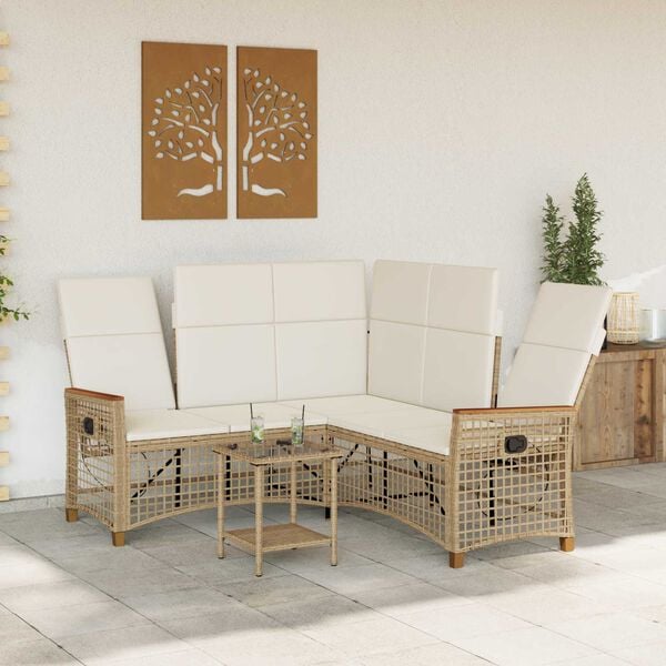 vidaXL Ensemble de canap&eacute;s inclinables de jardin Beige et blanc cr&egrave;me