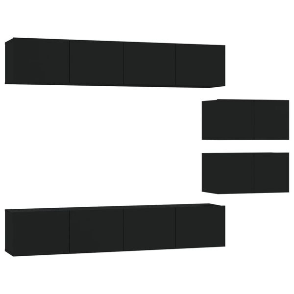 vidaXL Ensemble de meubles TV 6 pcs Noir Bois d'ing&eacute;nierie