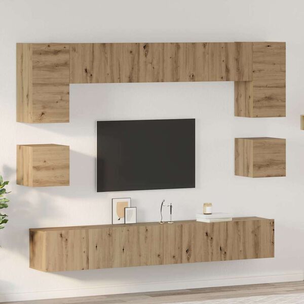 vidaXL Ensemble meuble TV 8 pcs Ch&ecirc;ne artisanal Bois d'ing&eacute;nierie