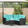 vidaXL Canap&eacute; de jardin 2 pcs Noir et turquoise Poly rotin