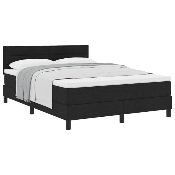 vidaXL Lit &agrave; ressorts avec matelas Noir 140 x 200 cm tissu