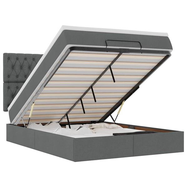 VidaXL Cadre de lit ottoman avec matelas gris fonc&eacute; 140x200 cm tissu