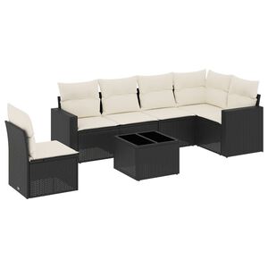 vidaXL Salon de jardin 7 pcs avec coussins noir r&eacute;sine tress&eacute;e