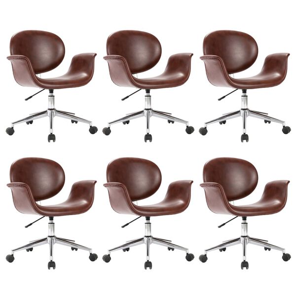 vidaXL Chaises pivotantes &agrave; manger lot de 6 marron similicuir