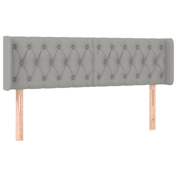vidaXL T&ecirc;te de lit &agrave; LED Gris clair 163x16x78/88 cm Tissu
