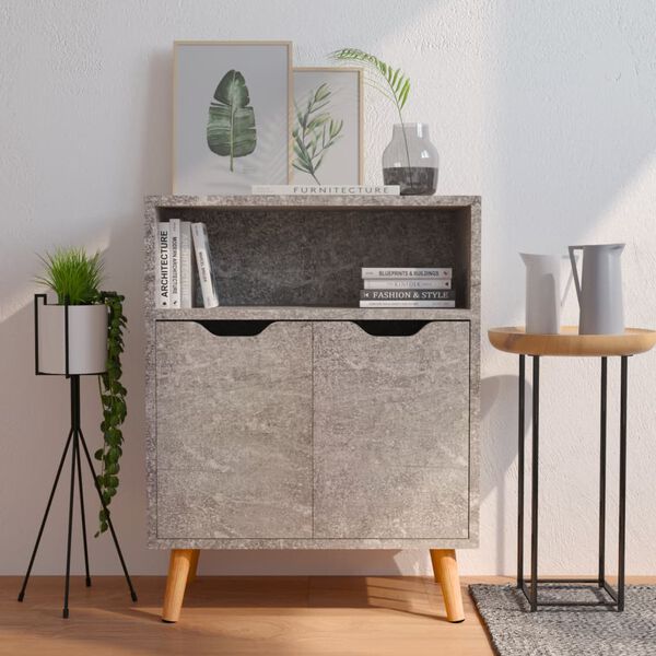 vidaXL Buffet gris béton 60x30x72 cm bois d'ingénierie
