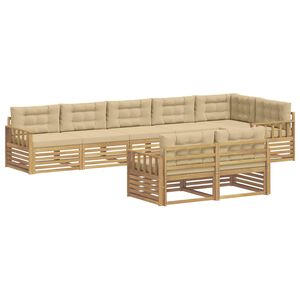 vidaXL Ensemble de canap&eacute;s d'ext&eacute;rieur 8 pcs Blanc et Beige Polyester