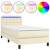 vidaXL Sommier &agrave; lattes de lit avec matelas et LED Cr&egrave;me 90x200cm