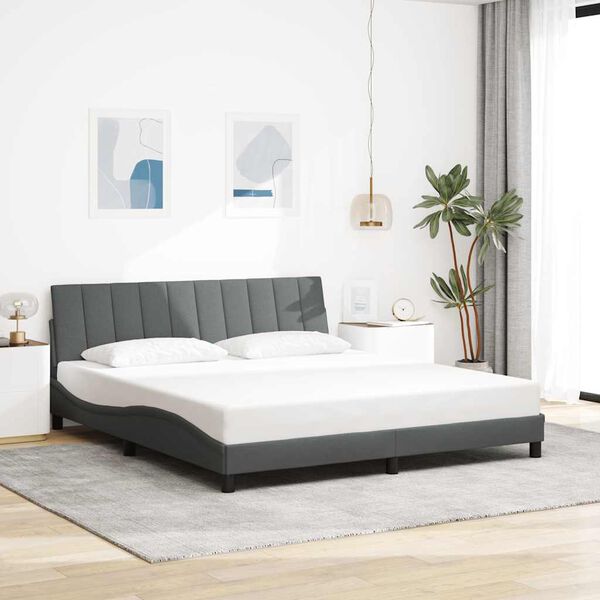vidaXL Cadre de lit sans matelas Hanko gris fonc&eacute; 180x200 cm tissu