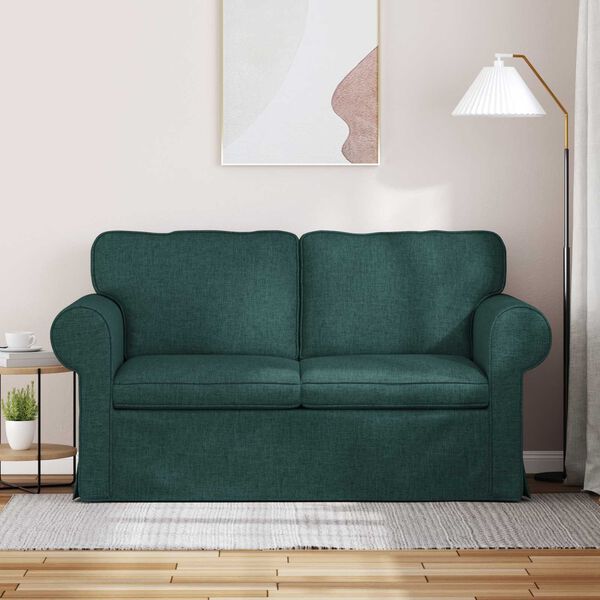 vidaXL Canap&eacute; Vert fonc&eacute; 215 x 82 x 80 cm tissu