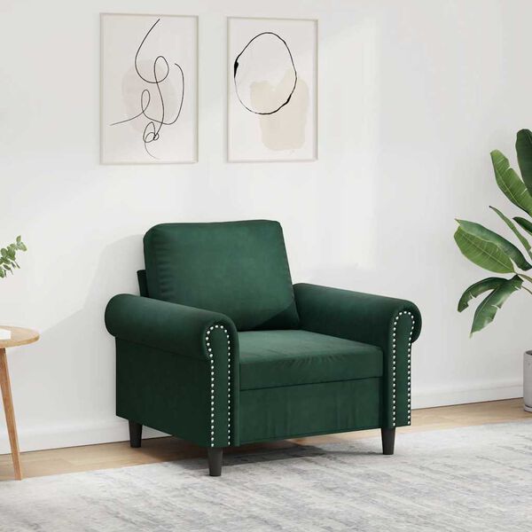 vidaXL Fauteuil Vert fonc&eacute; 60 cm Velours