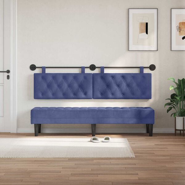 vidaXL T&ecirc;te de lit suspendue Bleu police 190 x 55 x 7 cm Velours