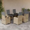 vidaXL Ensemble &agrave; manger de jardin coussins 7 pcs m&eacute;lange beige rotin