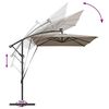 vidaXL Parasol banane à mât déporté Taupe 294 x 200 x 254 cm