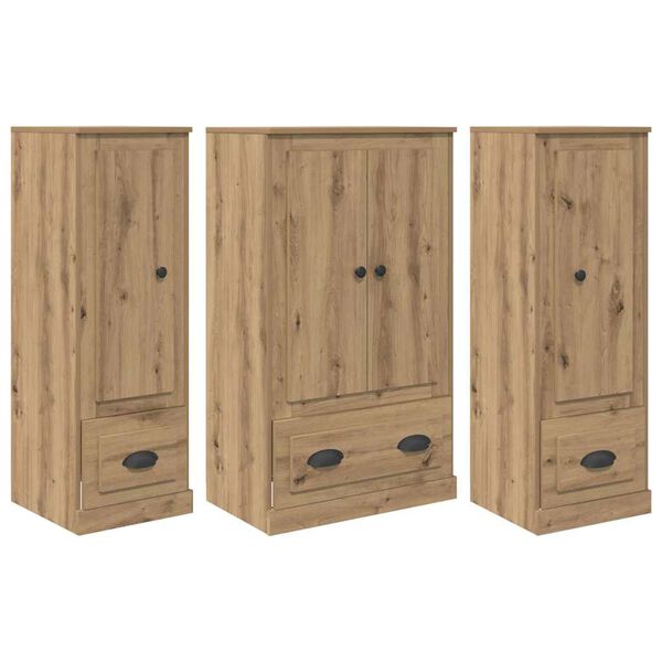 vidaXL Haut Armoire 3 pcs Ch&ecirc;ne artisanal Bois d'ing&eacute;nierie