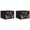 vidaXL Cabinet de chevet mural OMMEN 2 pc Ch&ecirc;ne noir 36 x 33 x 25 cm