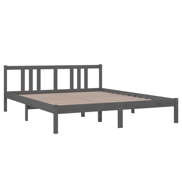 vidaXL Cadre de lit sans matelas gris bois massif 160x200 cm