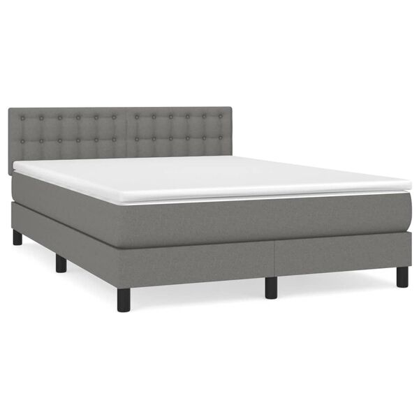 vidaXL Sommier &agrave; lattes de lit avec matelas Gris fonc&eacute; 140x190cm Tissu