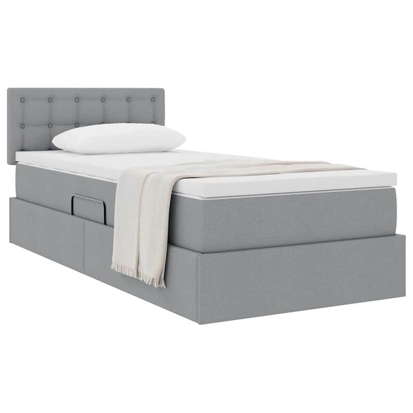 vidaXL Lit avec rangement et matelas Gris clair 100 x 200 cm