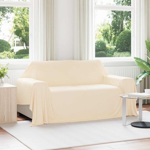 vidaXL Couvertures &agrave; jeter 6 pcs Cr&egrave;me 280 x 210 cm Toison