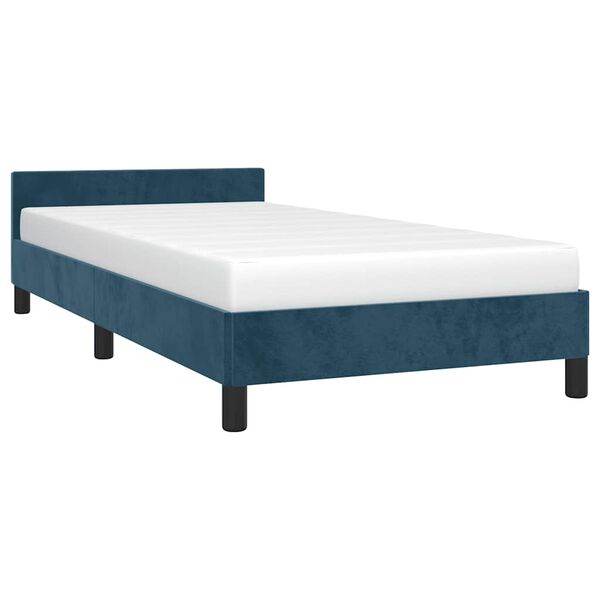 vidaXL Cadre de lit sans matelas bleu fonc&eacute; 90x190 cm velours