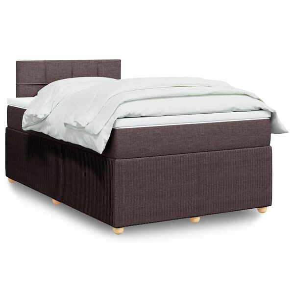 vidaXL Sommier &agrave; lattes de lit et matelas marron fonc&eacute; 120x190cm tissu
