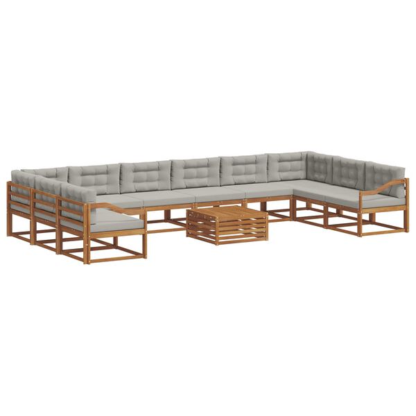 vidaXL Ensemble de canap&eacute;s d'ext&eacute;rieur 11 pcs Gris Naturel et Clair
