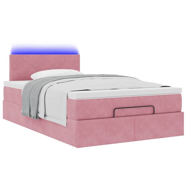 vidaXL Cadre de lit ottoman avec matelas rose 120x200 cm velours