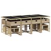 vidaXL Ensemble &agrave; manger de jardin coussins 13 pcs m&eacute;lange beige rotin