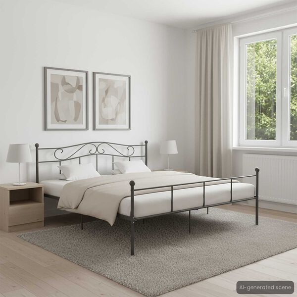 vidaXL Cadre de lit sans matelas gris m&eacute;tal 180x200 cm