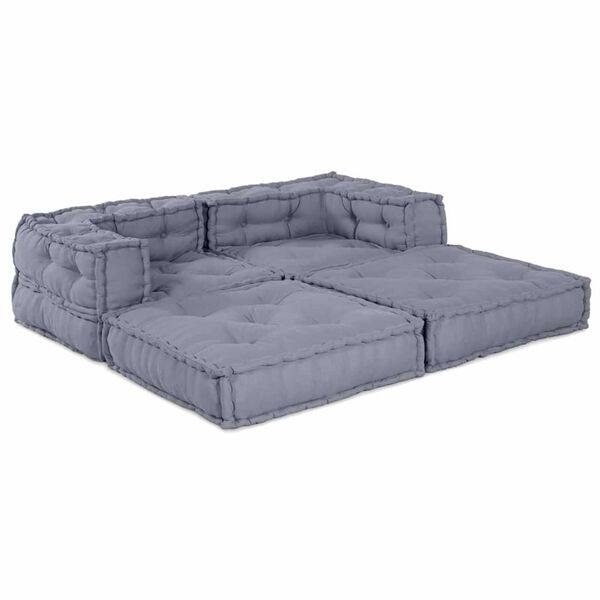 vidaXL Canap&eacute; modulaire 2 pcs Gris 140 x 70 x 56 cm tissu
