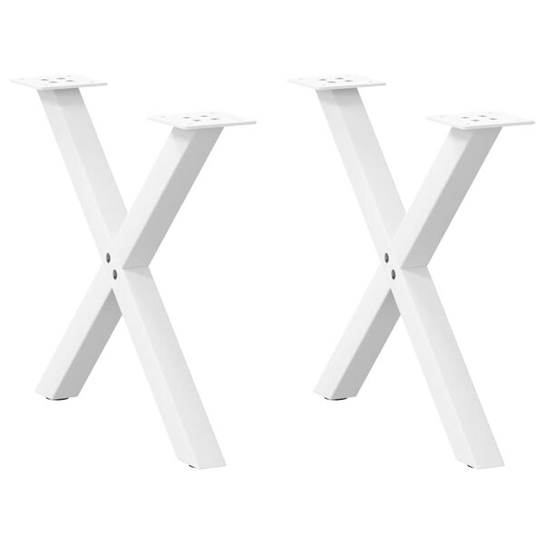 vidaXL Pieds de table basse en forme de X, 2 pi&egrave;ces, blanc, 60 x (42-43) cm, acier