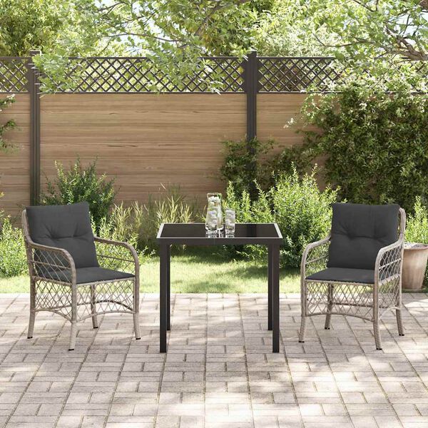 vidaXL Ensemble de salle &agrave; manger pour jardin 3 pcs Gris clair