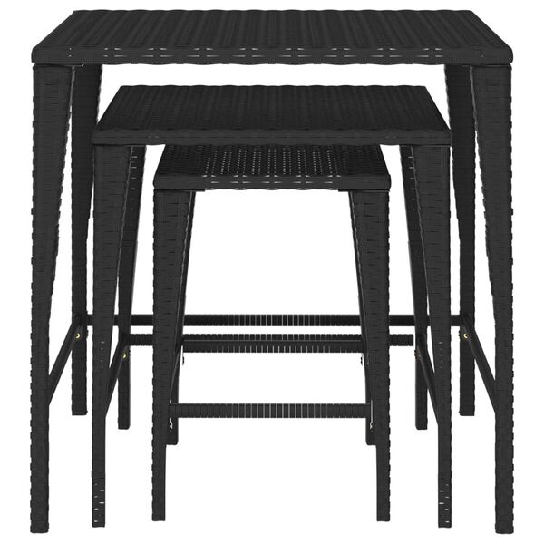 vidaXL Tables gigognes de jardin 3 pcs noir résine tressée