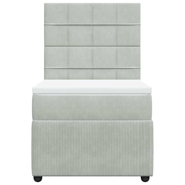 vidaXL Sommier &agrave; lattes de lit et matelas Gris clair 90x200 cm Velours