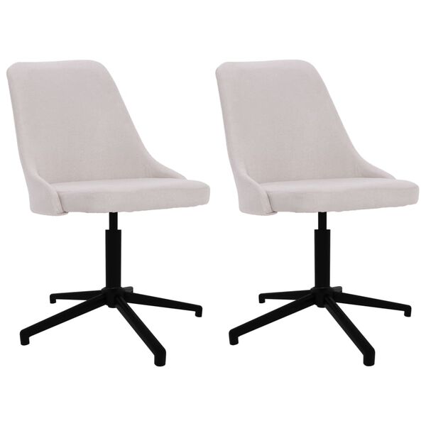 vidaXL Chaises pivotantes &agrave; manger lot de 2 cr&egrave;me tissu