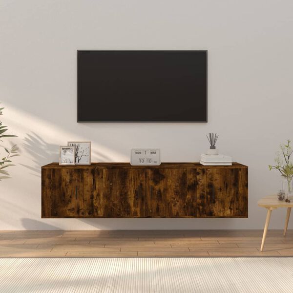 vidaXL Ensemble de meubles TV 3 pcs Ch&ecirc;ne fum&eacute; Bois d'ing&eacute;nierie