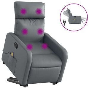 vidaXL Fauteuil inclinable de massage &eacute;lectrique gris similicuir