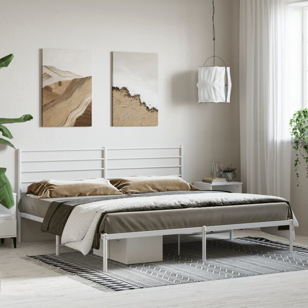 vidaXL Cadre de lit métal sans matelas et tête de lit blanc 180x200 cm