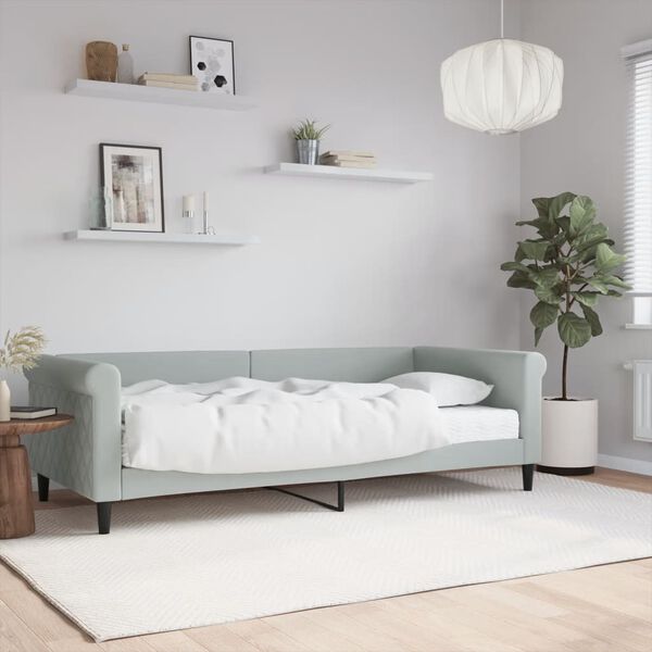 vidaXL Lit de jour avec matelas gris clair 90x200 cm velours