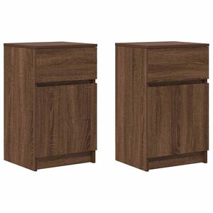 vidaXL Tables de chevet 2 pcs ch&ecirc;ne marron 39x35x65 cm bois ing&eacute;nierie