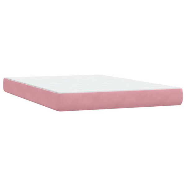 vidaXL Sommier &agrave; lattes de lit avec matelas rose 140x210 cm velours