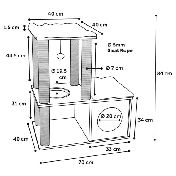 FLAMINGO Arbre à chat Adinda 70x40x84 cm Gris