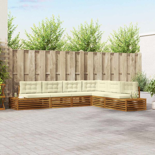 vidaXL Ensemble de canap&eacute;s d'ext&eacute;rieur 6 Pi&egrave;ce Naturel et Cr&egrave;me