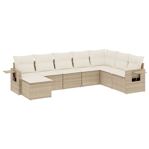 vidaXL Salon de jardin avec coussins 8 pcs beige résine tressée